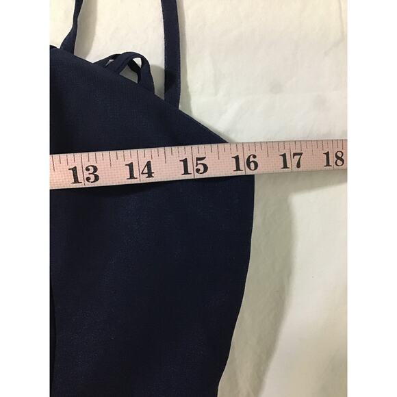 LULU'S SZ S Feeling Elegant Navy Blue Lace-Up Slit Bridesmaid Maxi Dress NEW B34 - Picture 7 of 10